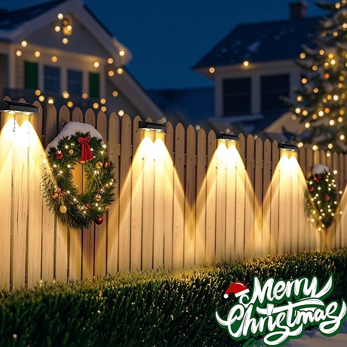 BrizLabs Solar Fence Lights Outdoor 3 Color (2700K/4500K/6500K) &amp 6 Modes Solar Wall Light 8 Pack 250lm LED Patio Deck Lighting IP65 Waterproof Fence Lighting for Outside Backyard Patio Railing