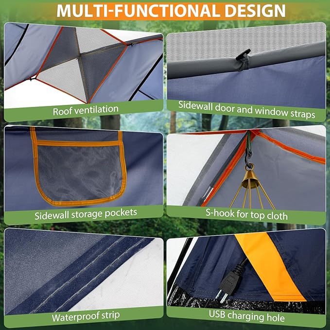COBIZI Tents for Camping 4/6 Person Camping Tent with Rainfly and Screen Easy Setup Lightweight Portable Waterproof Outdoor Tent with Carry Bag for Backpacking Hiking Family Travel