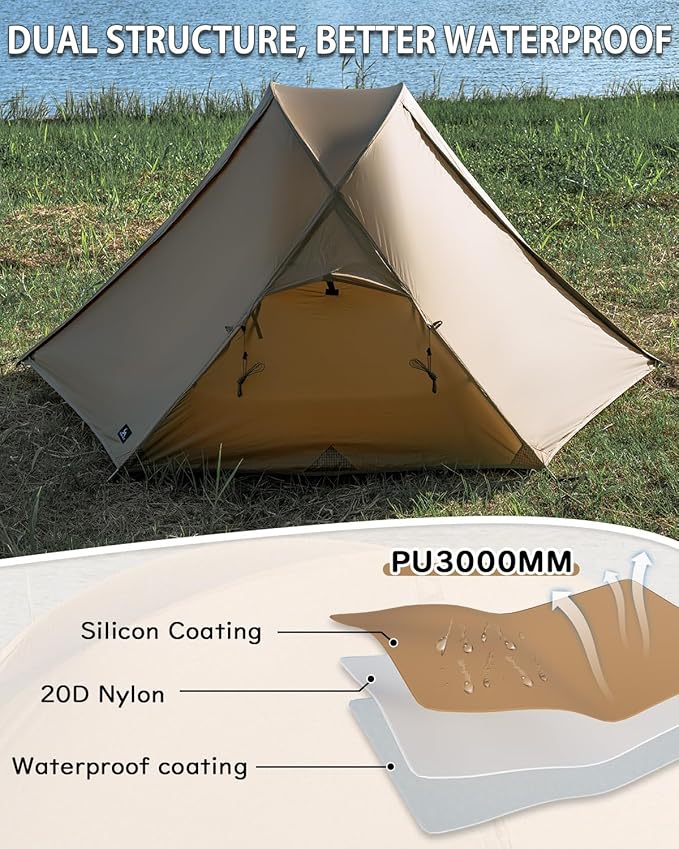 MC TOMOUNT Backpacking Tent Ultralight Nylon 1-2 Person Tent 3.3lbs-4.4lbs for Hiking Camping