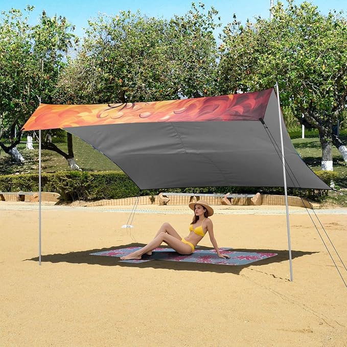 Colorful Tree Life Oil PaintingCamping Sun Shelters 9.2 x 10.5 FT Beach Canopy Tent Sun Shade with Carrying Bag for Camping Trips Fishing Backyard Fun or Picnics 21341443