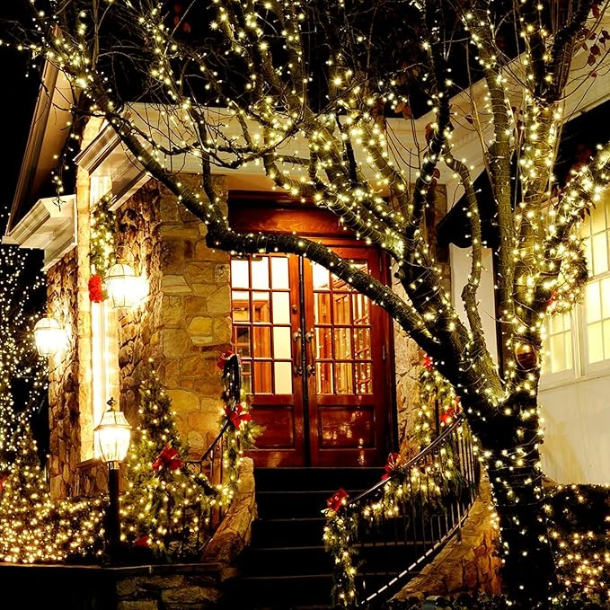 Solar String Lights for Outside 2 Pack 240 Led Solar Christmas Lights Outdoor Waterproof 82ft Solar Fairy Lights 8 Lighting Mode Solar String Lights Idea for GardenCourtyardsTrees(Warm White)