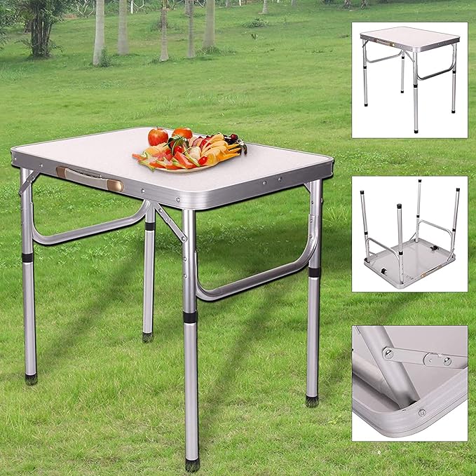 Portable Camping Table Outdoor Folding Table Picnic Camping Desk Aluminum Lightweight Roll Up Dining Tables for Indoor Outdoor Home Party