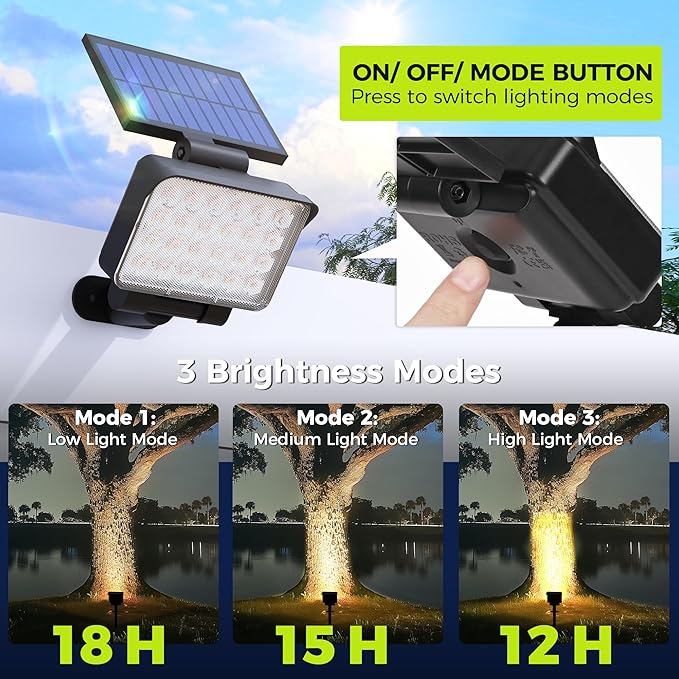 Solar Spot Lights Outdoor Waterproof for Flag Tree House Garden Yard Landscape Spotlights for Accent Uplighting Halloween Christmas Decorations-6 Pack