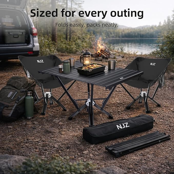 Folding Outdoor Table — Easy to Use Stable for Everyday Tasks Compact Roll-Up Design Portable Table for Camping Backyard &amp Simple Outdoor Use