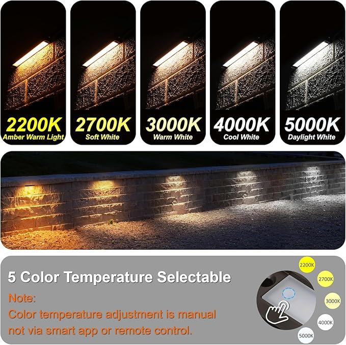 Landscape Hardscape Lighting 7 Inch Retaining Wall Lights 12 Volt 5W LED Low Voltage Paver Lights for Outdoor Wall Deck Step Stair Fence Post 2700K/3000K/3500K/4000K/5000K Bronze 2PK