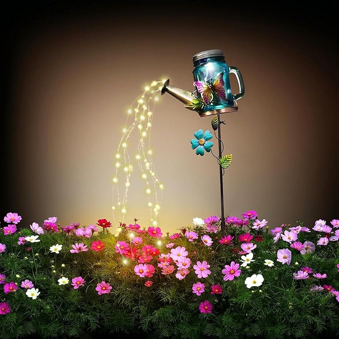 Solar Watering Can Light Yard Outdoor Decor Lights IP65 Waterproof Hanging Butterfly Garden Light Outside Garden Flower Bed Decor Women Gift Birthday Gifts