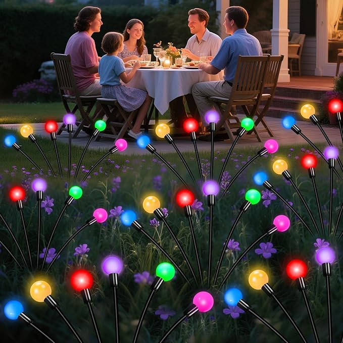 Solar Garden Lights Outdoor Decor 24 LEDs Solar Firefly Light Multicolor Changing RGB Swaying Lights Outdoor Waterproof 4 Pack 6 Heads Christmas Garden Decorative for Yard Patio Pathway Lawn Decor