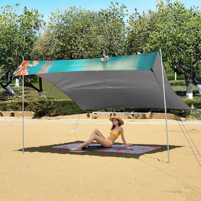 Camping Sun Shelters Underwater World Cute Cat Beach Canopy 126 * 110.2in