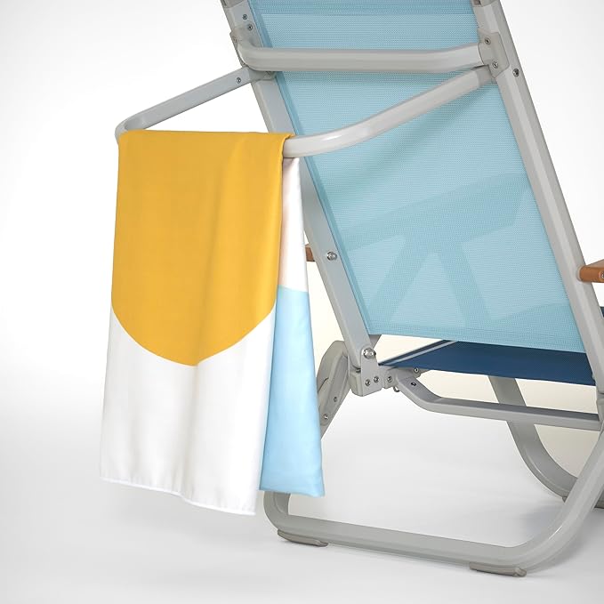 Veer Beach Chair - Durable Rust Resistant Beach Recliner (Reclines Fully Flat) with Breathable Fabric Towel Rack Flip Up Headrest and Backpack Straps