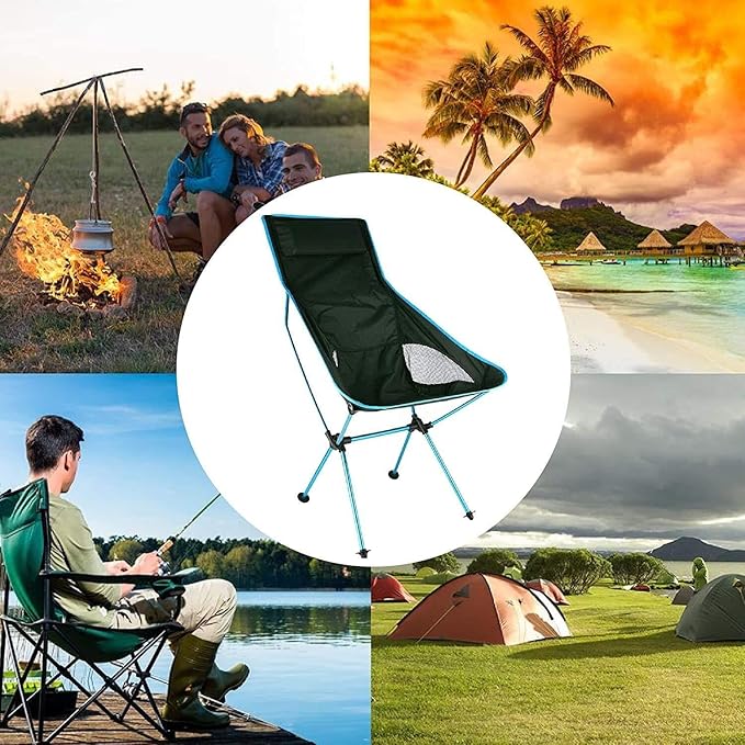 Camping Folding Chair Fishing Stool Portable Compact Ultralight Collapsible Heavy Duty Chair for Outdoor BBQ Picnic Garden Beach with Carry Bag