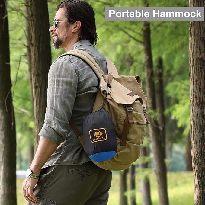 Camping Hammock with NetTravel Portable Lightweight Hammocks with Tree Straps and Solid D-Shape CarabinersParachute Nylon Hammock for Outsides Backpacking Beach Backyard Patio Hiking