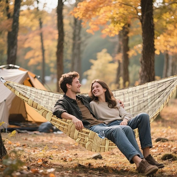 Woven Rattan Texture Hammock 330 lb Capacity Travel Camping Hammock with Tree Straps Portable Lightweight for Outdoor Beach Backpacking Backyard Patio