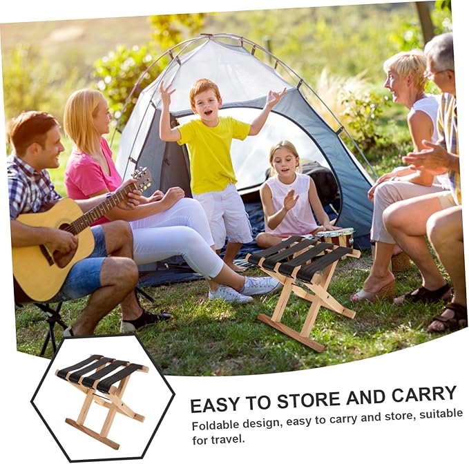 STOBAZA Small Folding Stool Multi-Purpose Portable Chair for Camping Picnic Beach Sturdy