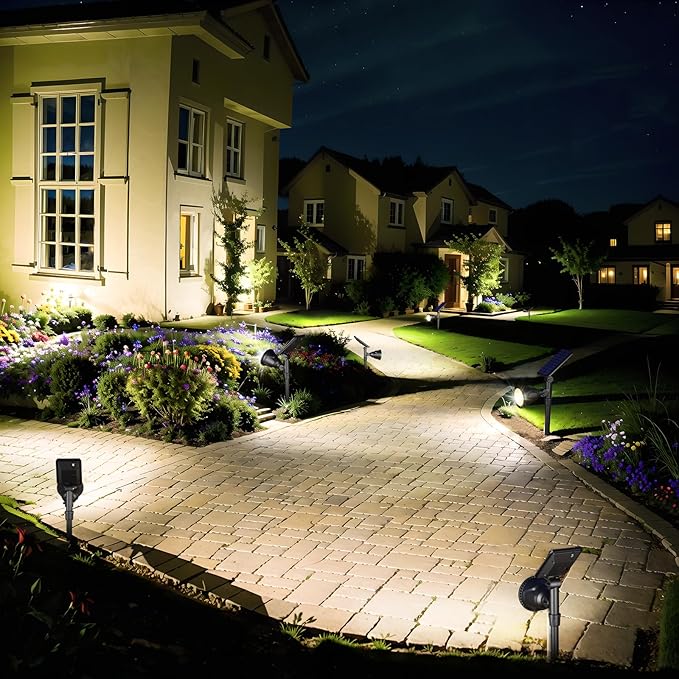 ROSHWEY Solar Outdoor Lights Waterproof Solar Yard Lights 600LM Spot Light Outdoor for Tree Pathway Walkway Driveway Patio (Cool White 4Pack)