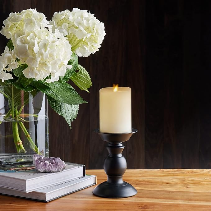 Luminara Realistic Artificial Moving Flame Pillar Candle - Moving Flame LED Battery Operated Lights - Unscented - Remote Ready - Remote Sold Separately - Ivory - 3 x 4.5
