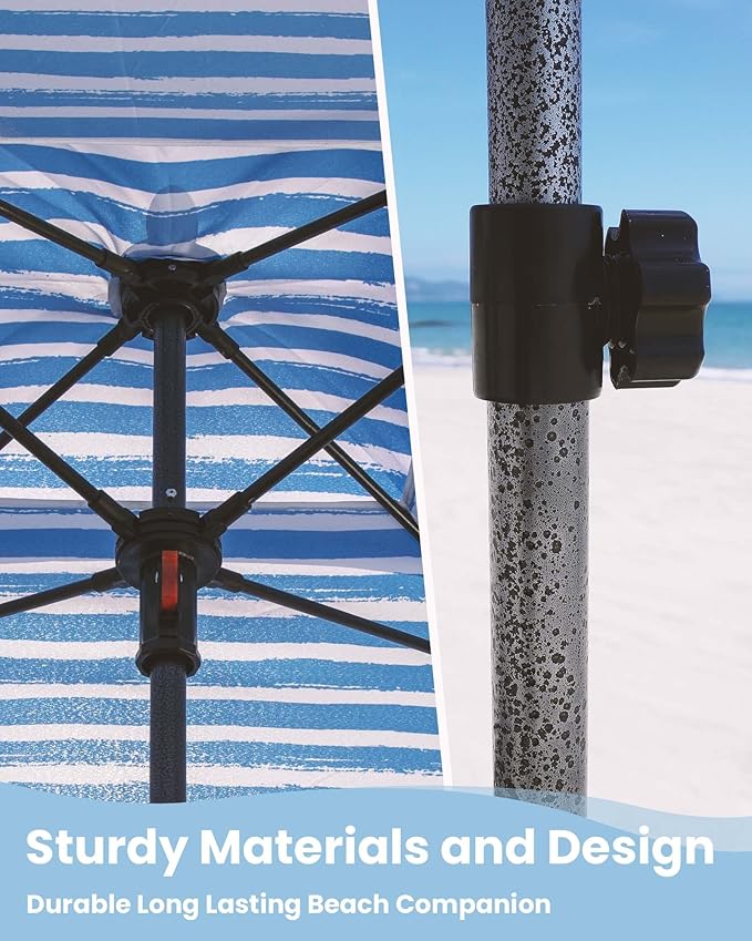 Qipi Beach Cabana - Easy to Set Up Canopy Waterproof Portable 6' x 6' Beach Shelter Included Side Wall Shade with UPF 50+ UV Protection Ultimate Sun Umbrella - for Kids Family &amp Friends