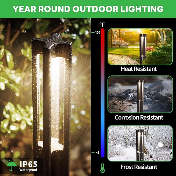 Low Voltage Pathway Lights 12V LED Landscape Path Lights Outdoor Waterproof Wired 3W 110LM ORB Aluminum Garden Yard 12 Pack