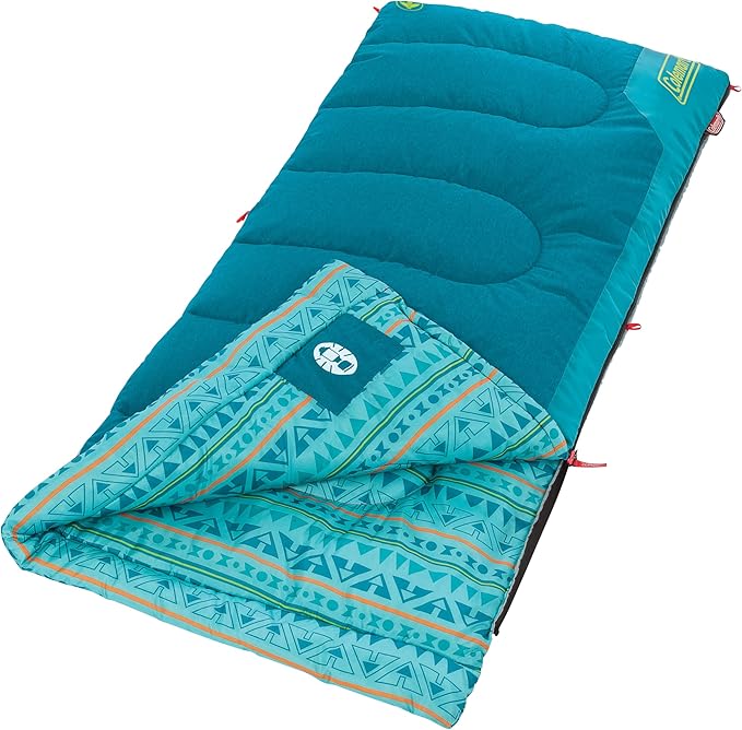 Coleman Kids 50°F Sleeping Bag Comfortable Youth Sleeping Bag for Sleepovers &amp Camping Fits Children up to 5ft Tall Glow in The Dark Design Stuff Sack Included Machine Washable
