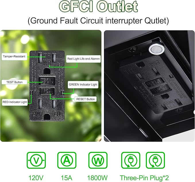 Porch Light with Outlet and Remote Control - Plug in Outdoor Wall Lights with GFCI Exterior Lighting Fixtures Adjustable 3 Sensitivity Levels and 1-10min Delay for Porch Patio Entryway(Black)