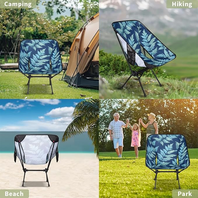 Honeybaby Folding Camping Chair Fern Leaves Theme Camping Chairs Lightweight Portable Chair Outdoor Foldable Chairs for Camping Travel Picnic Beach Hiking
