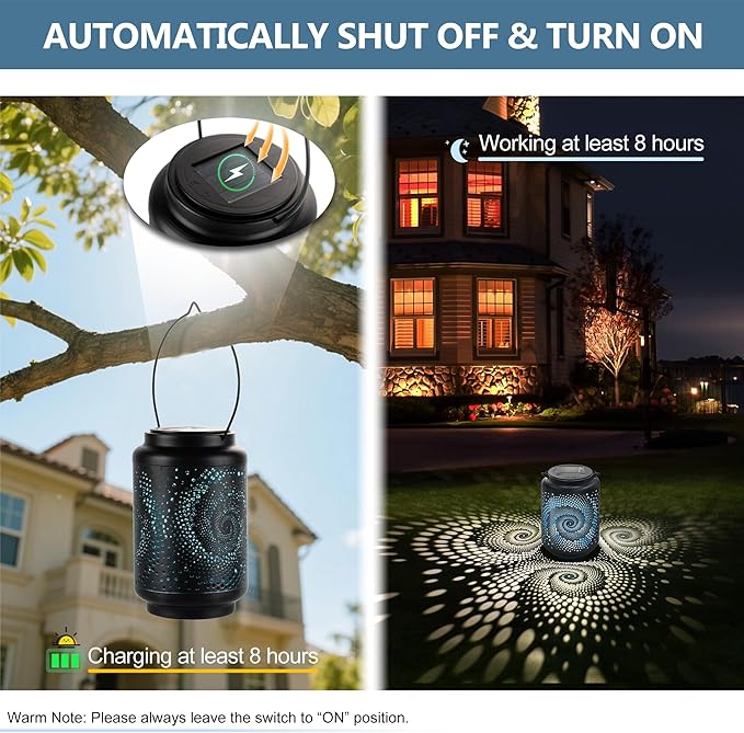 Solar Lanterns Waterproof Outdoor Hanging - 4 Packs Solar Powered LED Light with Blue Spiral Pathway Landscape Lights for Garden Patio Backyard Porch Lawn Cool Gifts for Women Mom
