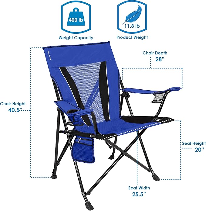 Kijaro XXL Dual Lock Portable Camping Chair - Supports Up to 400lbs - Enjoy The Outdoors in a Versatile Folding Sports &amp Outdoor Chair