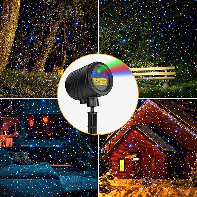 Laser Lights Outdoor 3 Color RGB Laser Projector Lights Outdoor Waterproof Holiday Laser Light Projector Outdoor Indoor for Home Yard Garden Decoration