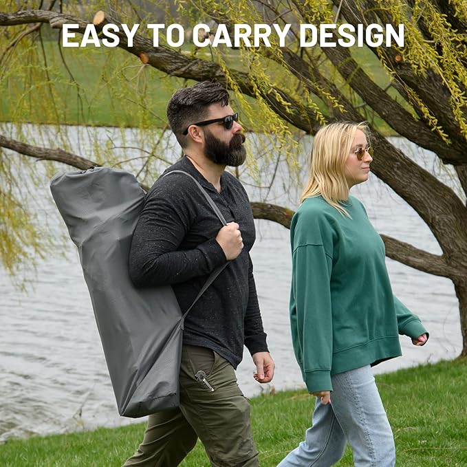 TIMBER RIDGE 2 Person Folding Loveseat Comfortable Double Foldable Camping Chair Folding Lawn chairs for Outside Grey
