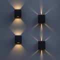 LUTEC 4-Pack LED Up &amp Down Modern Wall Lamp Aluminum Anti-Rust Outdoor Indoor Wall Sconce 10W 3000K Warm White Adjustable Exterior Wall Light Waterproof for Porch Patio Garden Bedroom-Black