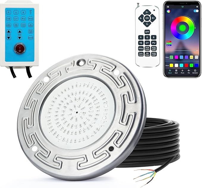 Pool Lights for Inground Pool 20W 6 Inch LED Inground Pool Light with Controller Remote and APP Control for Wet Niche Color Changing Underwater Swimming Pool Lights with 150 Foot Cord