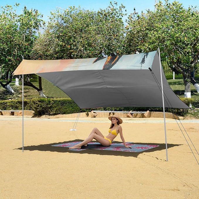 Camping Sun Shelters Wolf in The Sunrise Pattern Beach Canopy 126 * 110.2in