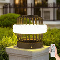 Solar Post Lights with Remote Control Modern Pillar Light Dusk to Dawn IP54 Waterproof Solar Post Cap Lights with 3200K LED Outdoor Light Fixture for Garden Deck Patio Outside Lighting (Stripe )