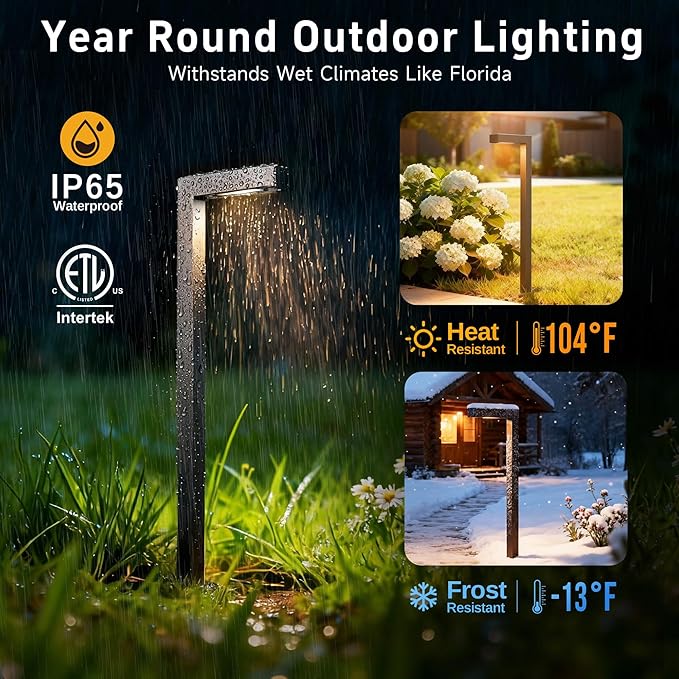 Gardenreet Low Voltage Pathway Lights Brass LED Landscape Path Lights Yard Lights Outdoor Waterproof IP65 12V Wired L Shape Bronze for Garden Walkway Without G4 Bulb 4 Pack