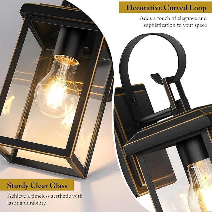 BesLowe 2-Pack Outdoor Wall Light Fixtures Exterior Lighting Fixtures Wall Mount Waterproof Porch Lights Outdoor Wall Sconces Lanterns Modern Outside Lights for House Front Door Garage Bronze