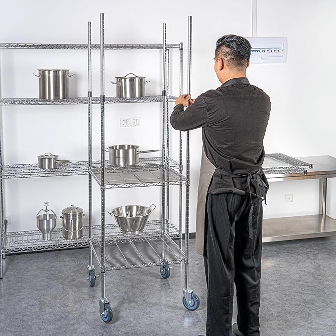 Restaurantware-Shelving Posts ONLY: Chef 101 74 Inch Mobile Shelving Posts 4 NSF Certified Chrome Poles - Shelves and Casters Sold Separately Does Not Corrode Steel Wire Poles