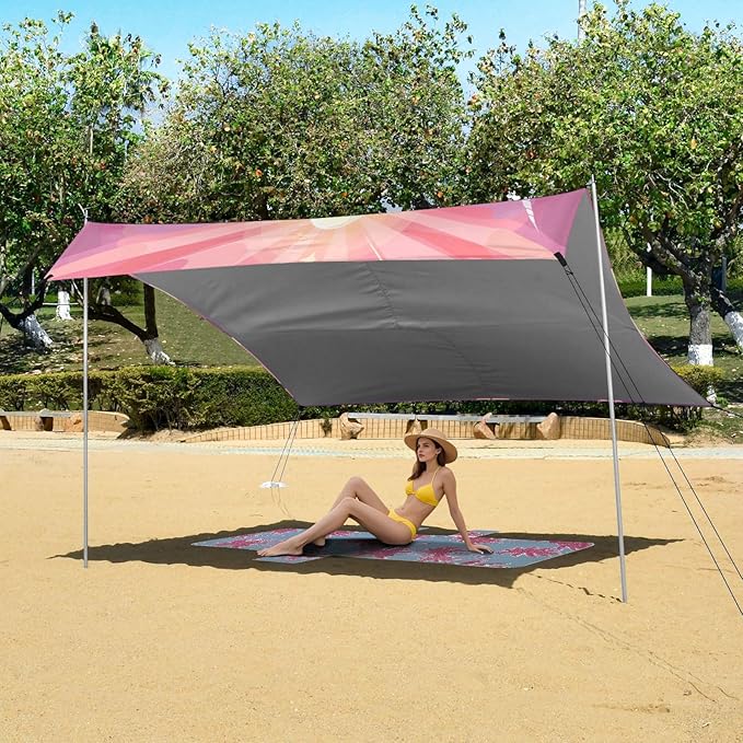 ALAZA Soaring Unicorn Beach Tent Sun Shelter UPF50+ Protection Beach Shade Canopy w/ 4 Sandbags for Outdoor Camping Fishing Backyard Fun Picnic 10x9 ft