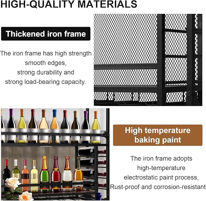 Wall Mounted 2 -Tiers Bottle Display Rack Hanging Shelf Simple Type with Large Bottles Display Shelf for Bar Restaurant Indoor