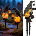 Dazzle Bright 2 Pack Halloween Crow Pathway Lights Outdoor Solar Powered Resin Crow with Pumpkin Walkway Lights Stake Light for Halloween Pathway Garden Lawn Yard Gifts Decoration