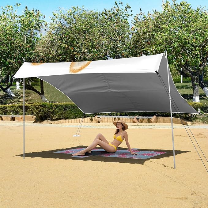 Camping Sun Shelters Little Corgi Dogs Beach Canopy 126 * 110.2in