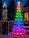 7ft Smart RGB Outside Christmas Tree Lights App Remote-Controlled C6 Shaped Christmas Light Cone Tree with Music Sync 57 Lighting Effects + DIY Mode Easy install Outdoor Xmas New Year Yard Decor