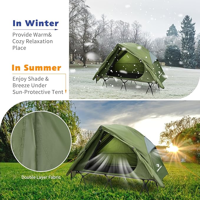 4-in-1 Camping Cot Tent Foldable Elevated Tent Set for 1 Person to Use Elevated Camping Bed Tent for Outdoor Hiking Camping