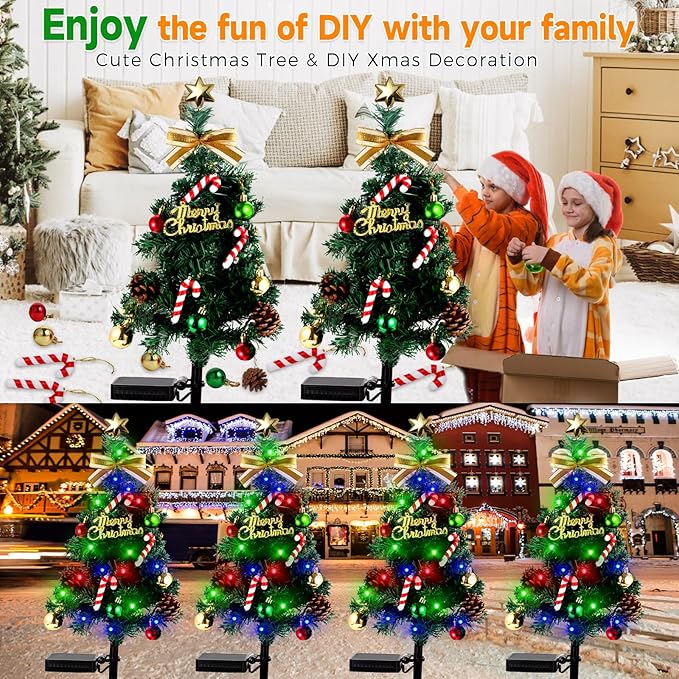 Solar Christmas Decorations OutdoorDEIDOULU Solar Christmas Tree 2 Pack 40 Led Light 2 Modes Outdoor Xmas Tree Light décor Pathway Lights Patio Yard
