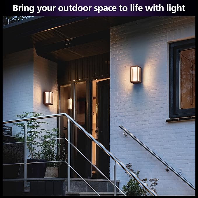 Philips Hue Impress Outdoor Wall Light (Hardwired) (6.1 x 9.4 in) 1 Pack White &amp Color Smart LED Light Voice Control Bridge Required
