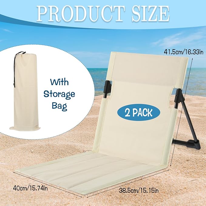 2 Pcs Foldable Pool Chairs - Durable Aluminum Flip Lounge Seats for Beach Camping &amp Lawn - Portable Foldable Poolside Seat Pool Chairs with Storage Bag for Edge of Poolside (Light Beige)