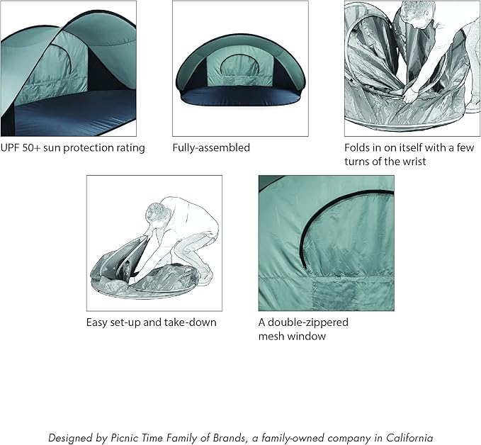 Picnic TIME NFL Manta Portable Beach Tent - Pop Up Tent - Beach Sun Shelter Pop Up