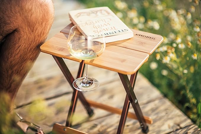 Travel Chair Kanpai Bamboo Side Table Portable Tables for Outdoor Adventures Folding Table