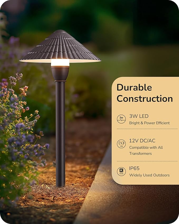 EDISHINE 5CCT Low Voltage Pathway Lights Wired 8 Pack 2700K-5000K LED Landscape Lighting 12V AC/DC 3W 160LM Die-Cast Aluminum Waterproof Outdoor Landscape Path Lights for Sidewalk Garden Yard