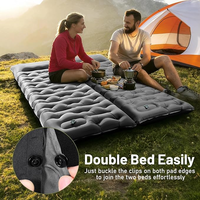 KASBAH Camping Sleeping PadExtra Wide 6 inch Thick Inflatable Sleeping Pads with Built-in Foot Pump and PillowUltralight Camping Mat Gear for Outdoor HikingCamping