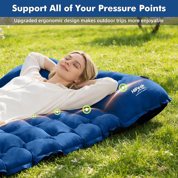 HiiPeak Camping Sleeping Pad Ultralight Camping Mat with Pillow Built-in Foot Pump Inflatable Sleeping Pads Compact for Camping Backpacking Hiking Traveling Tent