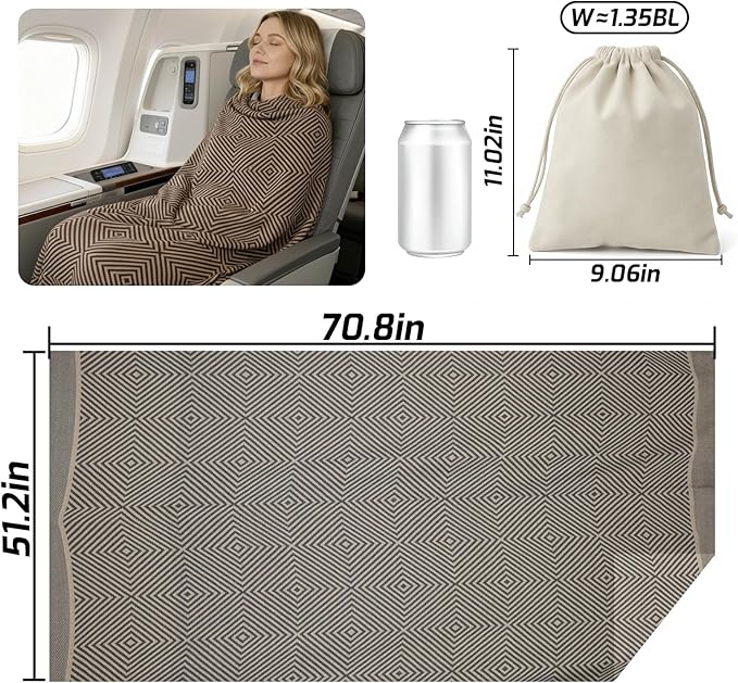 Travel Blanket Airplane - Ultra Soft &amp Lightweight Knit Design Compact Airplane Blanket53x72 InchStylish Travel Shawl Wraps for FlightsOfficeHome UseTravel Essentials &amp Gifts